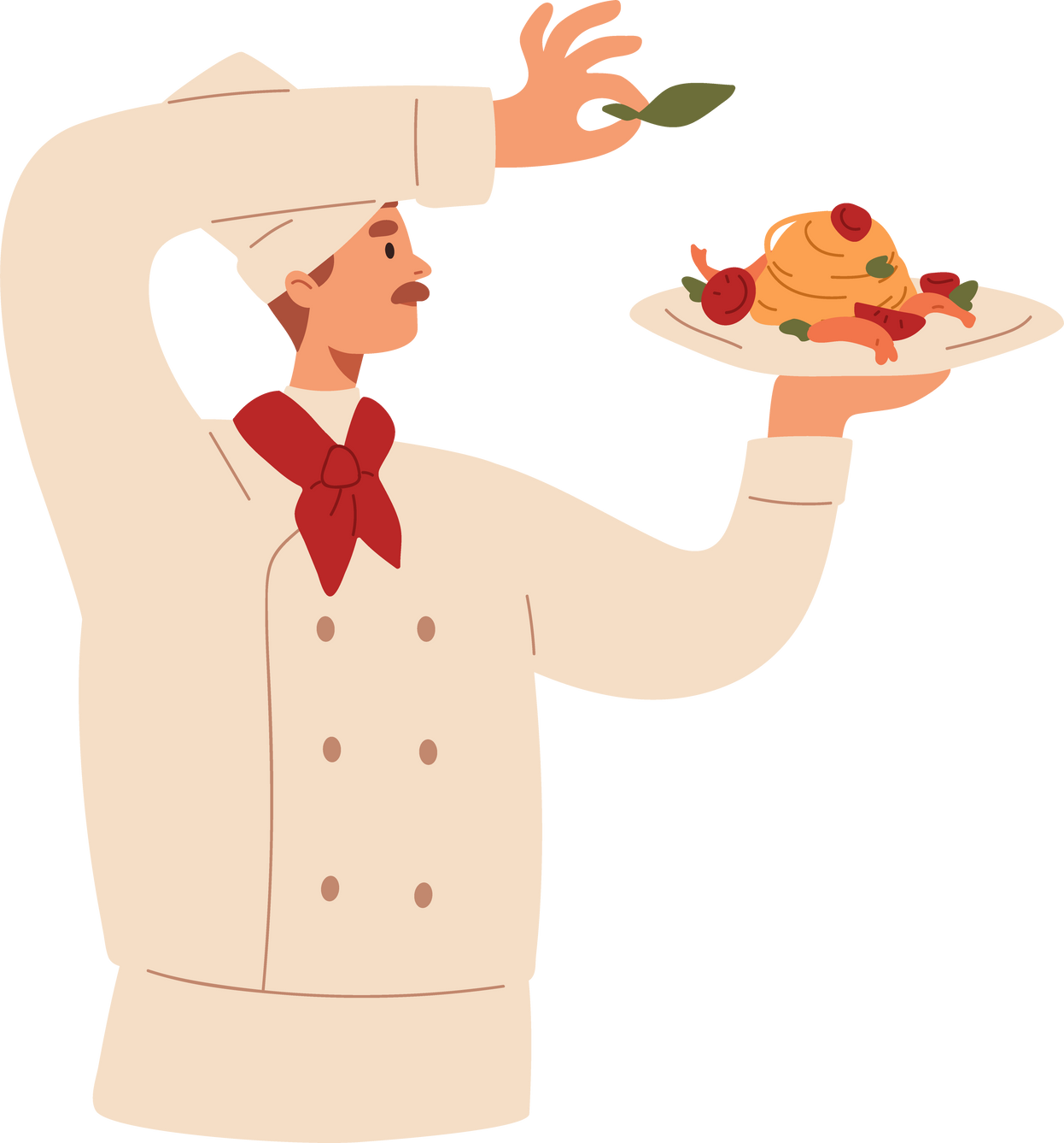 Chef Garnishing Food Illustration